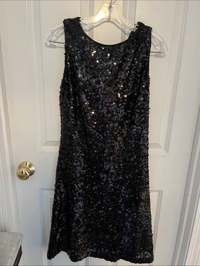 Black Sequin Sleeveless Mini Dress by